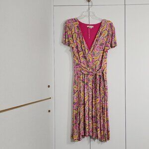 NWOT Boden Jersey Wrap Dress Size 16/18R Printed Paisley Office